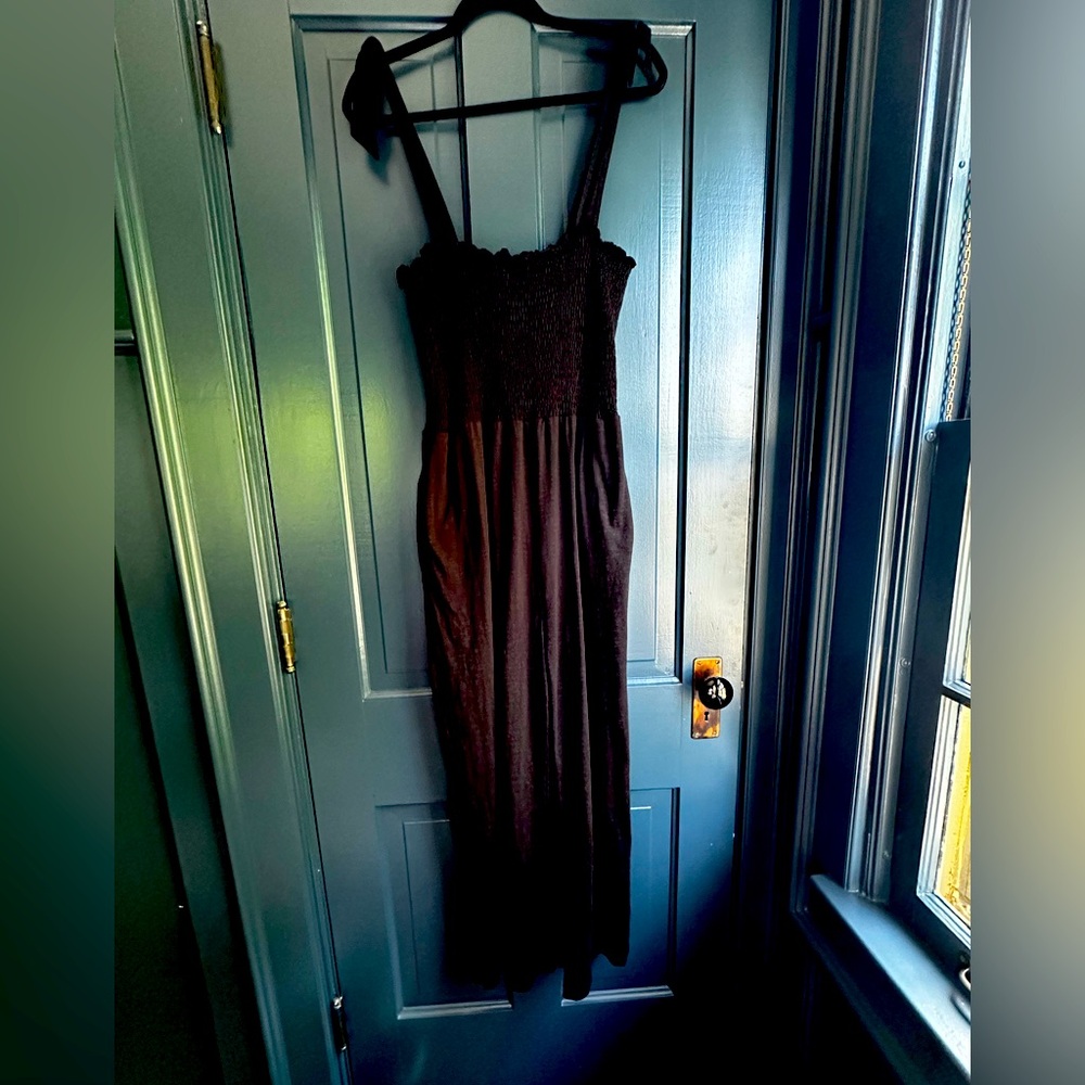 Boho Black adjustable strap summer pantsuit sz L